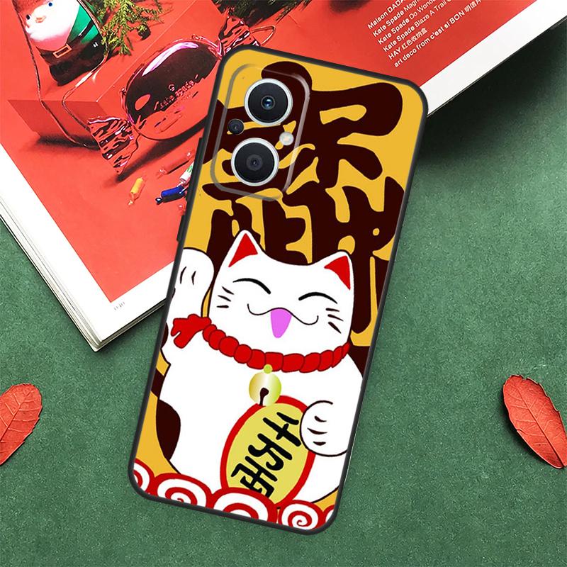 China cute lucky cat Case For OPPO Reno 10 11 12 13 14 Pro 11F 12F 13F 14F 7 8 Lite OPPO Find X9 X8 X5 Pro Cover