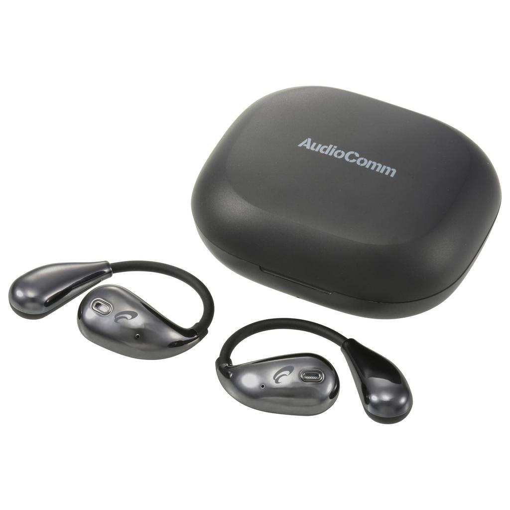 OHM AudioComm Bluetooth Wireless Bone Air No Ear Black OHM Electric Earphones, Conduction, Conduction, Ear-Hook, Blocking, Built-in Microphone,