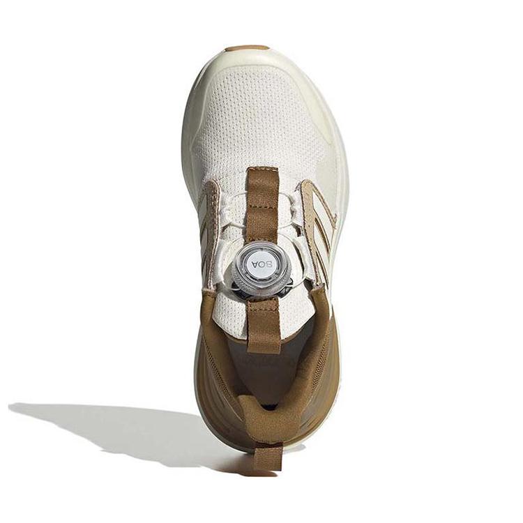 Adidas Rapidasport Boa Comfortable Shock Absorption Durable Breathable Low Top Running Shoes Kids Sneakers White Brown ID5911