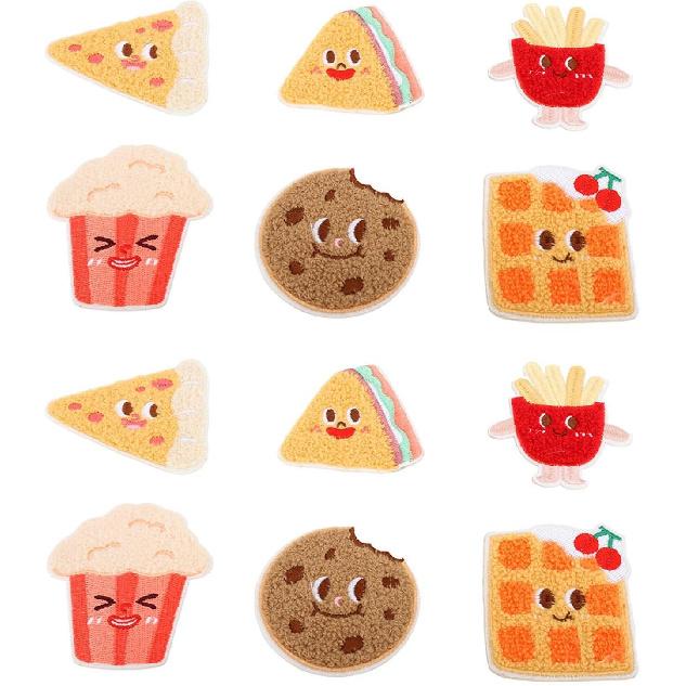 

Cute Food Embroidered Patches, 12PCS Cartoon Embroidered Patches Assorted Styles Cute Theme Iron on Sew on Patches for Kid Adults Cute Embroidery