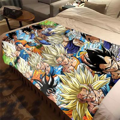 1 stuk flanellen deken met Dragon Ball-print, hoge kwaliteit, geschikt voor alle seizoenen, woondecoratie, warmte en comfort, perfect als kerstcadeau