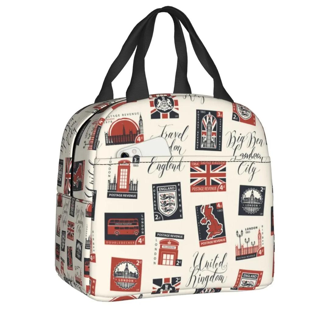 Lunchbox für Damen mit britischer Flagge und britischem Symbol, wasserdicht, Thermo-Kühltasche für Lebensmittel, isoliert, für die Schule, Picknick-Tragetaschen