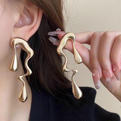 2025 Retro Metal Water Drop Studs: Unique European & American Design Earrings