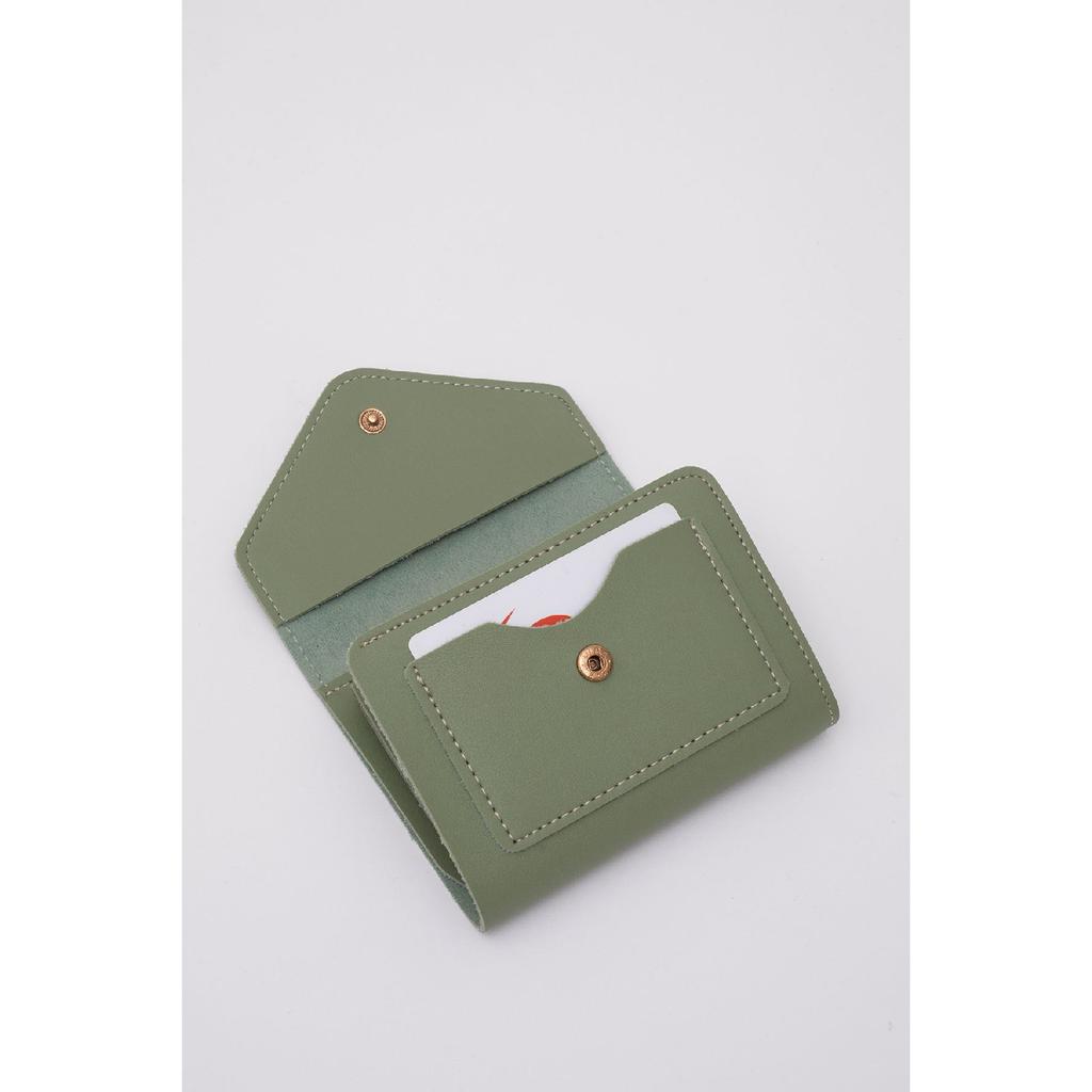 Mint Green Shk67 Artificial Leather Wallet With Coin And Paper Money Compartment Snap Fastener Card Holder Envelope Model Pocket