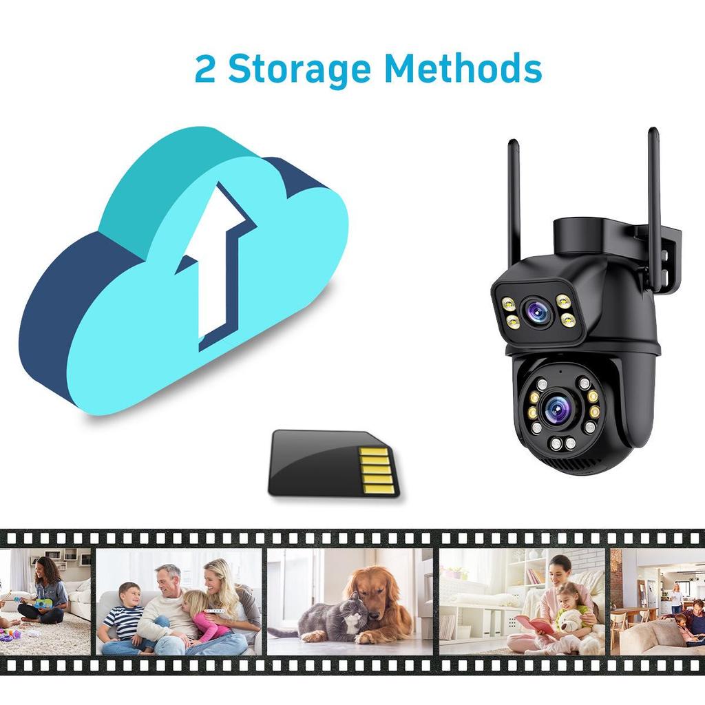 Dual-Lens Night Vision Wireless HD Camera: 360° Indoor/Outdoor WiFi Monitor