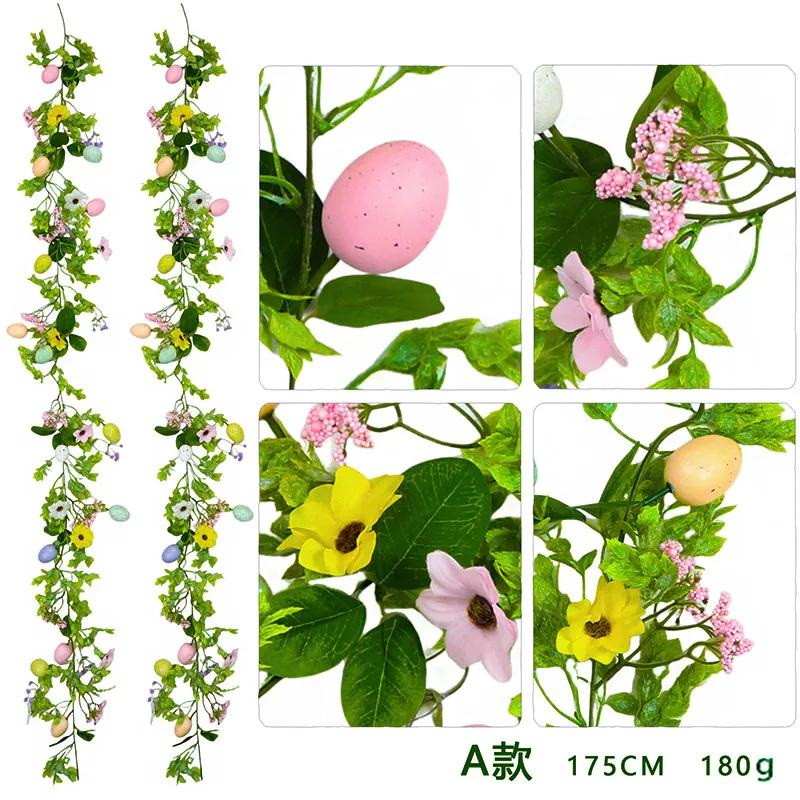 

Top Quality Easter Decorative Vine Simulated Green Rattan Easter Egg Pendant for Staircase Dining Table Fireplace Decoration