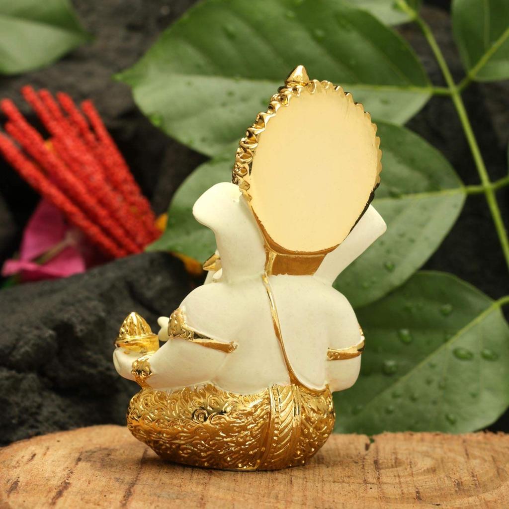 Ganesha for Car Dashboard Ganesh Statue Murti Gold Plated Terracotta Lord Ganpati Diwali Gifts Home Decor Figurine