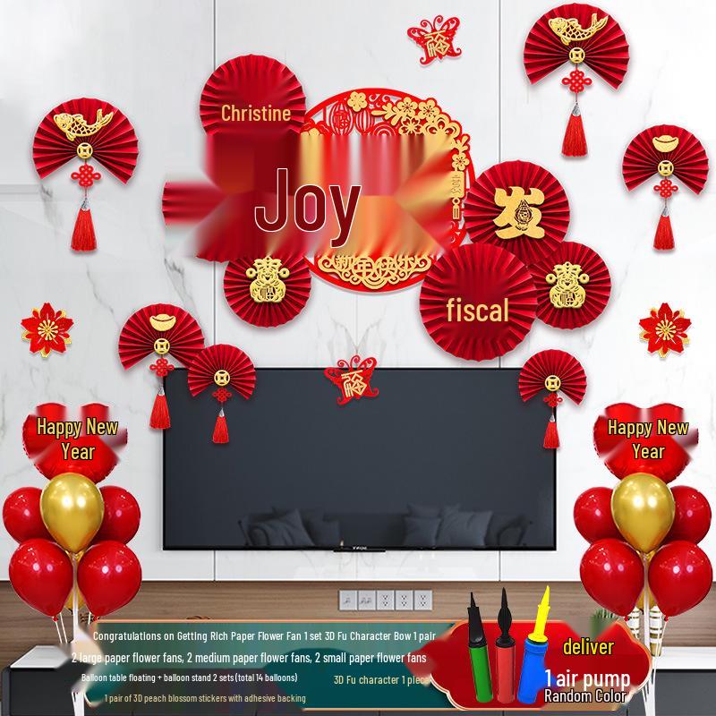 New Year Spring Festival Paper Fan Flower Decorations for Store and Home