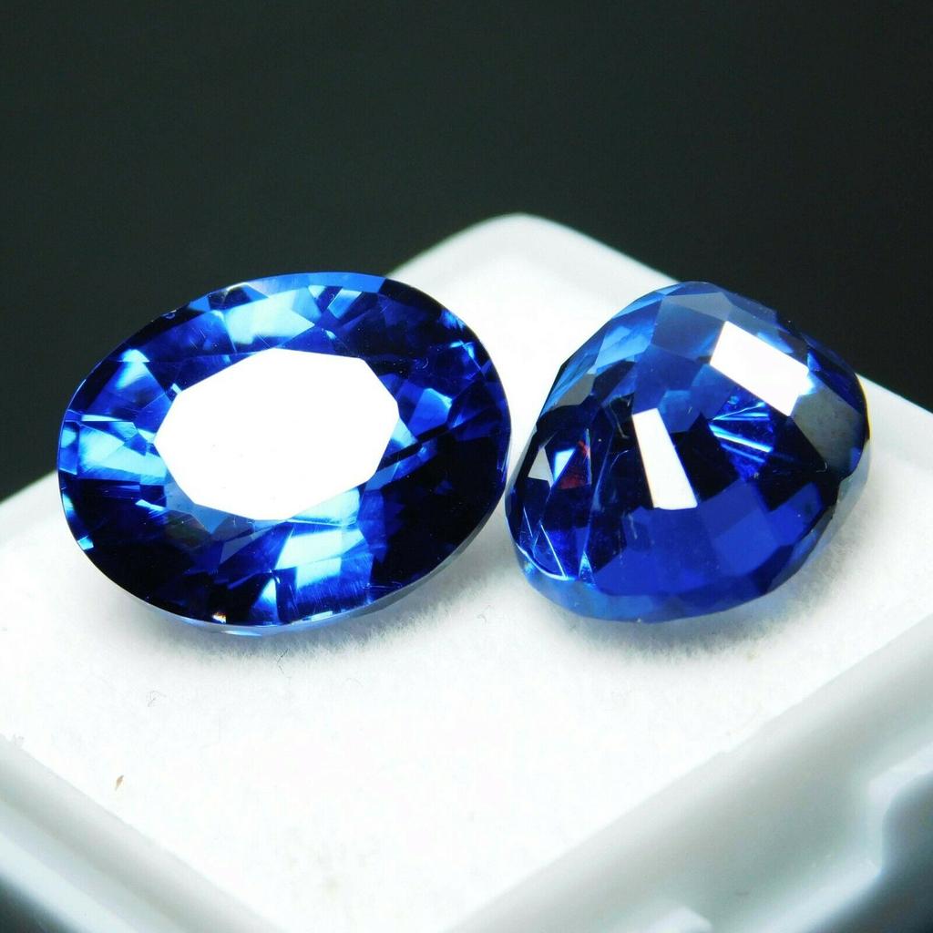 16.00 Carat Natural Sapphire Blue Oval Cut Pair CERTIFIED Loose Gemstone multiQ 00C