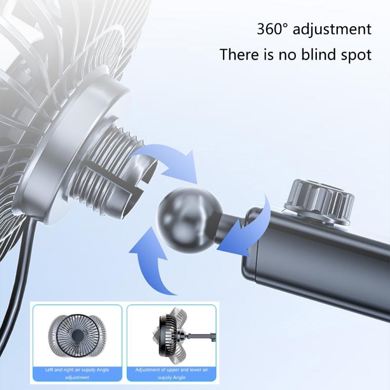 Car Suction Cup Fan USB Power Dashboard Windscreen Mount Cooling Fan Interior Air Circulator Fan 360 Degree Rotating Fan