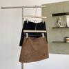 Coffee-colored Korean Style Suede Plush Bodycon Mini Skirt - Thickened, Low-Waist, Hip-Hugging, 280g, Perfect for Autumn/Winter.