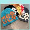 Minimalist Knit Hat With Embroidered Letters For Winter Warmth And Earmuff Protection