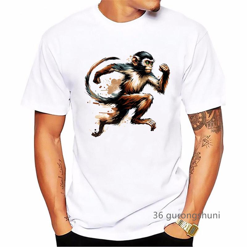 Cool Watercolor Monkey Animal Printed T Shirt MenS Clothing Summer Fashion Short Sleeve TShirt Homme Harajuku Shirt