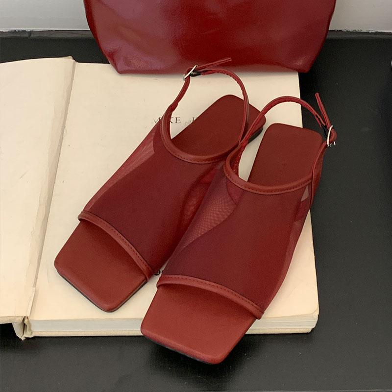 Fashion Fashion Shallow Women Flats With Shoes Sandals Luxury Female Mesh Breathable Footwear Ladies Flats Sandals Shoes Summer Spring