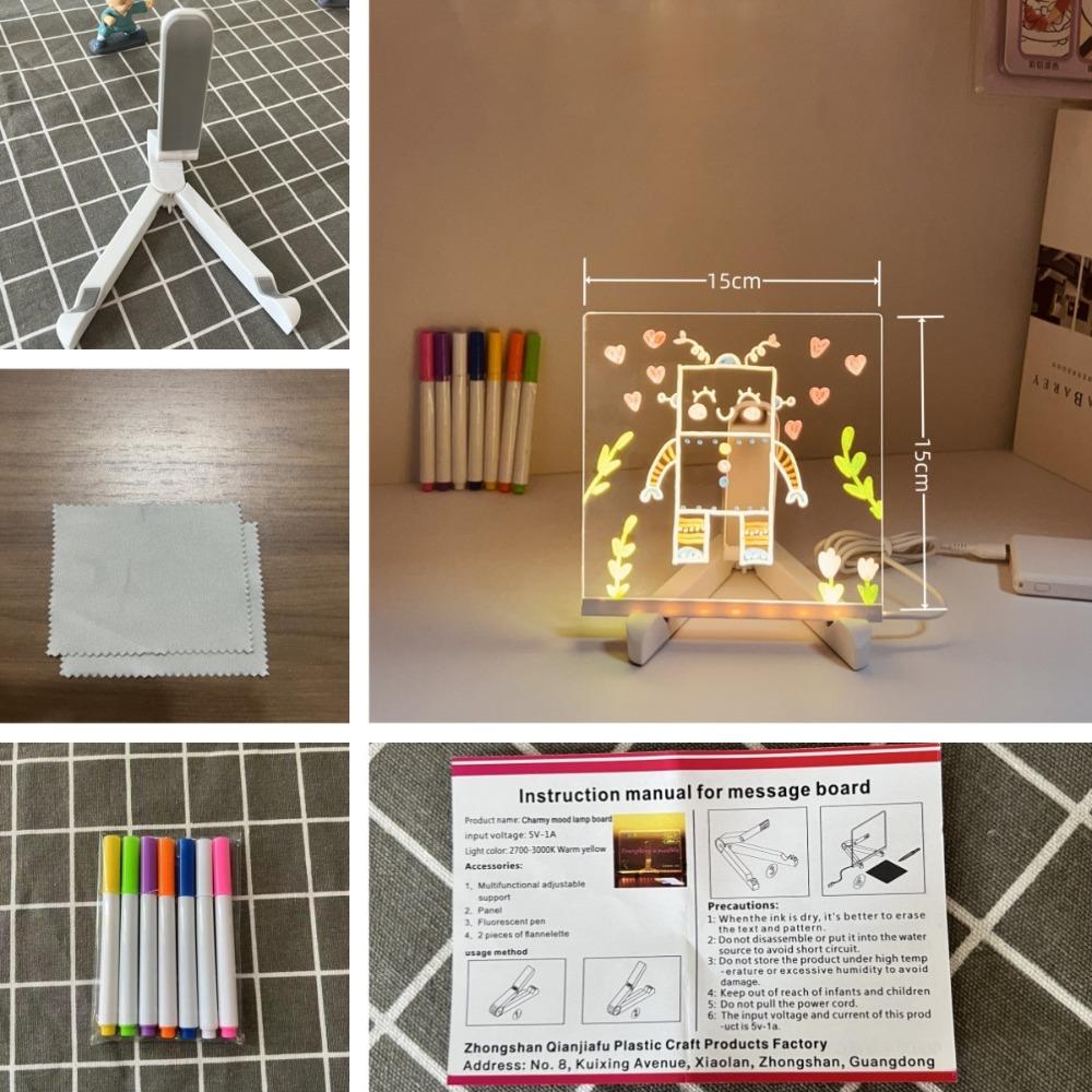 Acrylic Colorful LED Writing Board Erasable Kids Drawing Board USB Message Board  DIY
