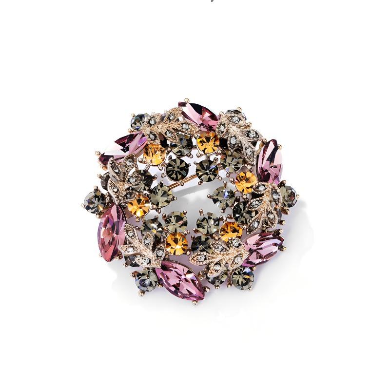 Elegant Bauhinia Crystal High-end Suit, Small Brooch, Women's Spring Collar Pin Accessory, Fixed Dress, Corsage