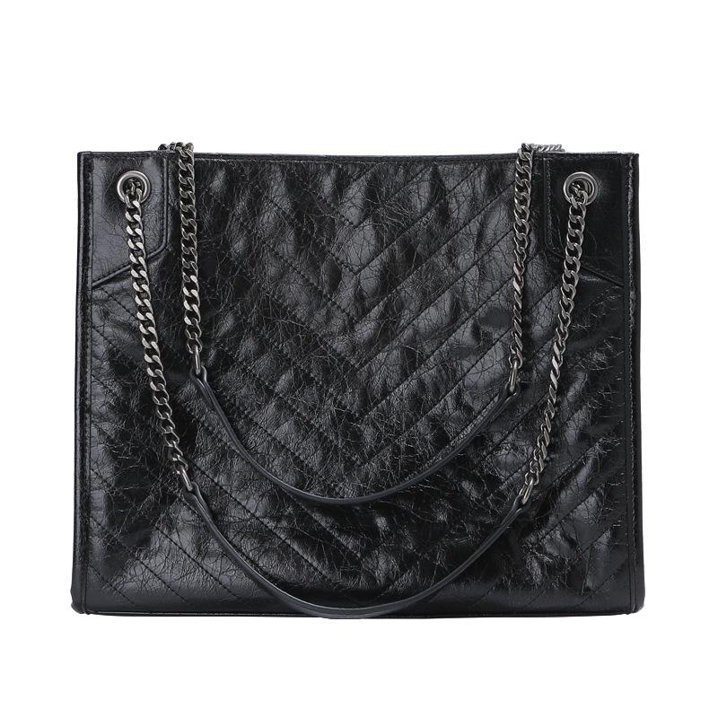 High-end Sense Large Capacity Cowhide Trendy Bag Women's Tote Bag Chain Single Shoulder Women's Bag Handheld Bag