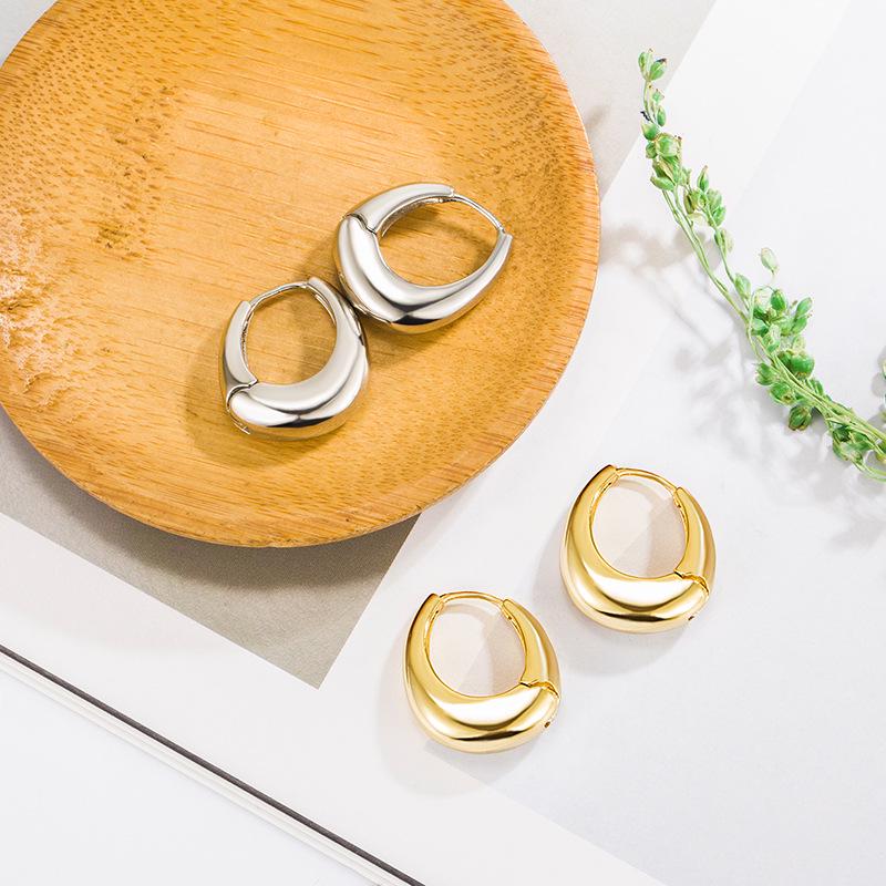 Women's Oval Geometric Hoop Earrings - Simple European & American Style, Trendy Commuting Jewelry.