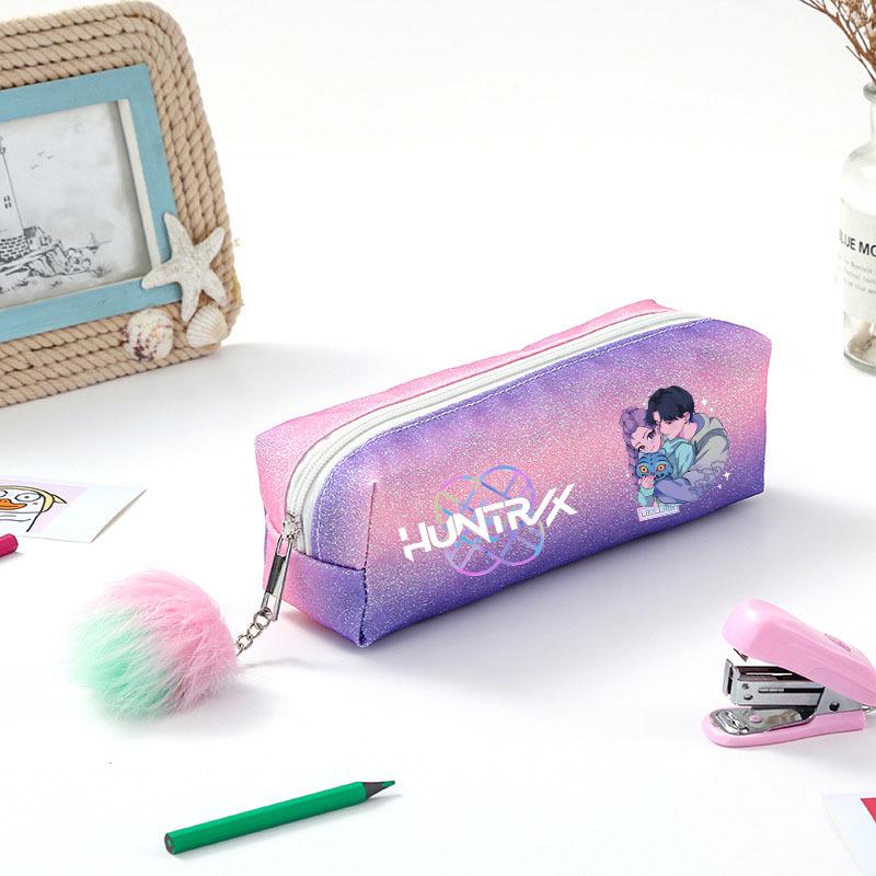 Demon Hunter Squad Rainbow Glitter Pencil Case - Shiny Student Stationery Organizer