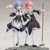Japanese Anime Re:Life In A Different World From Zero Rem and Ram Servant Girl Ver 1/7 Scale Painted Statue Figure