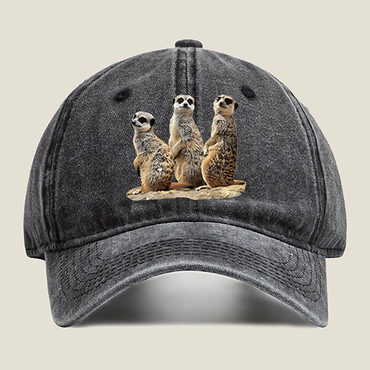 

Meerkat Trio Wildlife Fandom, Spreading Cute Vibes Washed Baseball Cap Outdoor For Womens Unisex FeUnisex Fashion Dad Hat Hip Hop One Size
