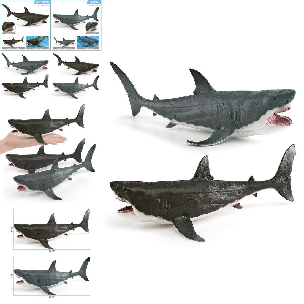 Stunning Black Giant Tooth Shark Plastic Model Toy For Impressive Ocean Display Decor