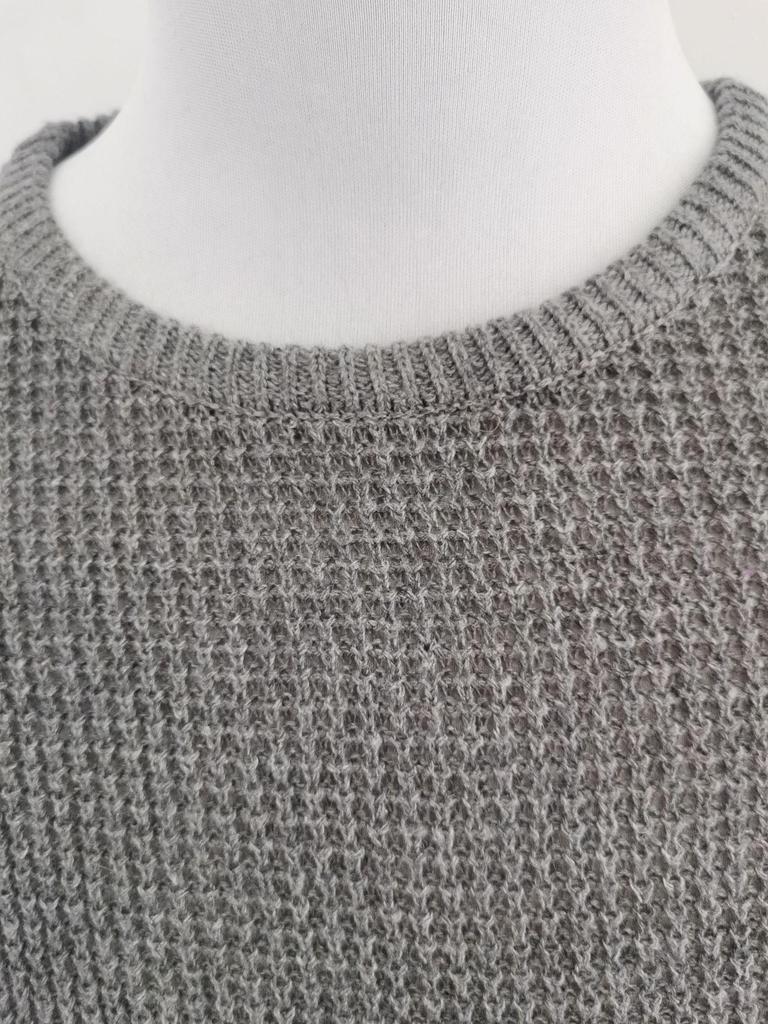 Suéter Masculino Casual Gola Redonda Manga Longa Tricô Solto
