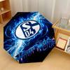 Parapluie Pliant Automatique 3 Plis Schalke 04 FC 8 Baleines Coupe-Vent Protection Soleil Pluie pour Voyages Extérieurs Usage Quotidien
