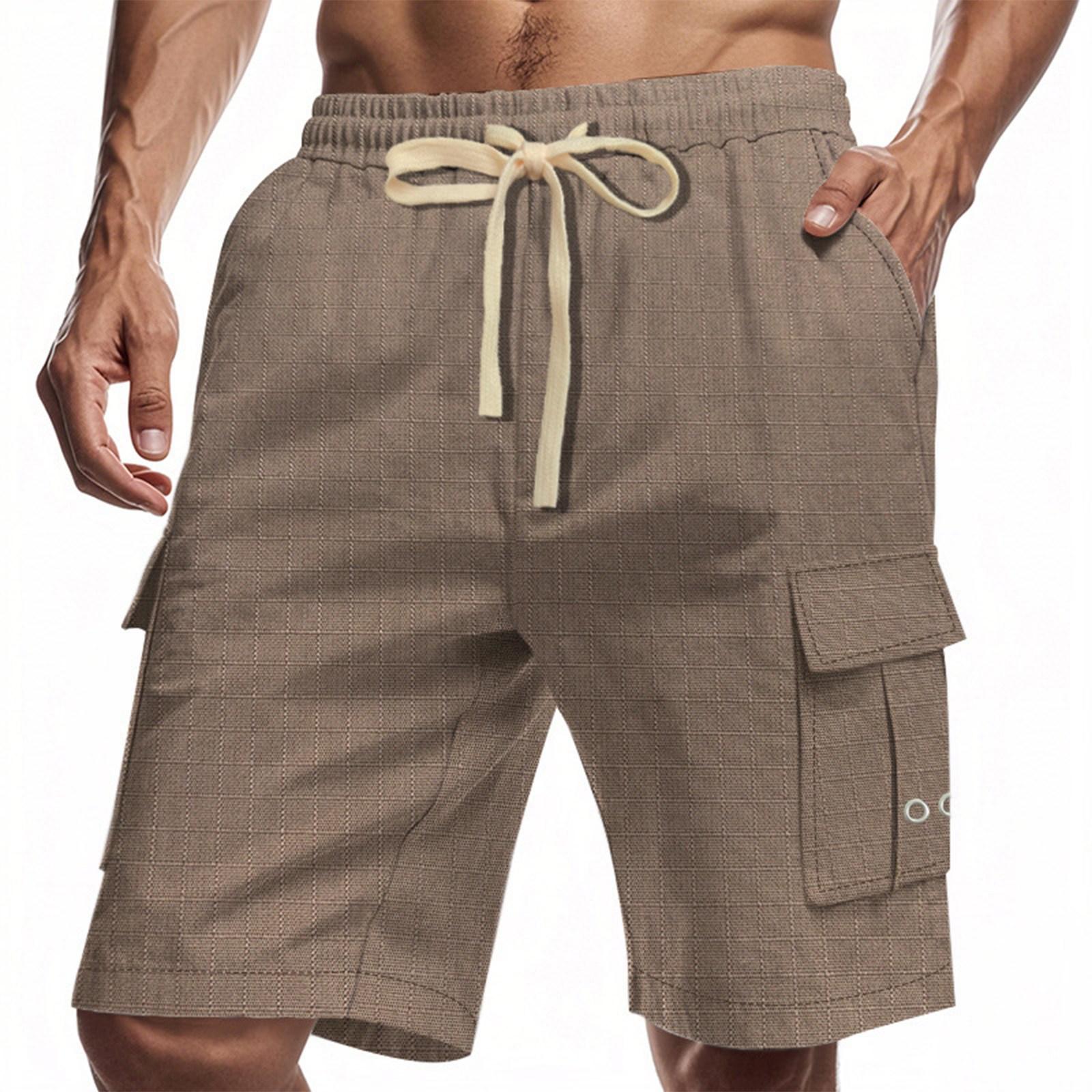 

Men s Cargo Shorts with Drawstring Waist Relaxed Fit Five Pocket Utility Shorts for Outdoor and Everyday Wear XXL хаки