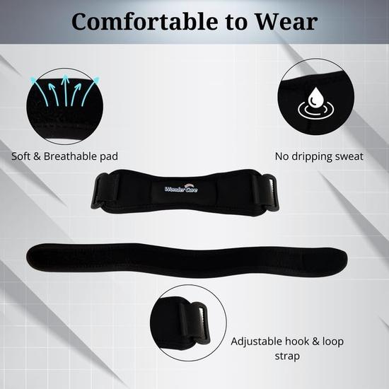 Wonder Care Neoprene Adjustable Patella Knee Support with Silicon Insert for Knee Pain,Patellar Tendon Strap Men & Women Free Size (1,Black)