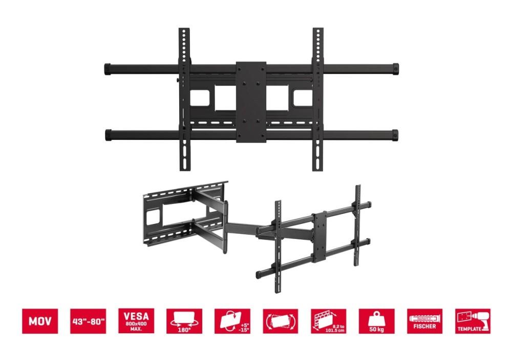 Fonestar MOV-384PR - Two-arm TV Wall Mount, 43" - 80", Load Capacity 50 Kg, Fonestar