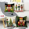 New Christmas Nutcracker Pillow Linen Print Reversible Living Room Sofa Bedroom Cushion Cushion Cover