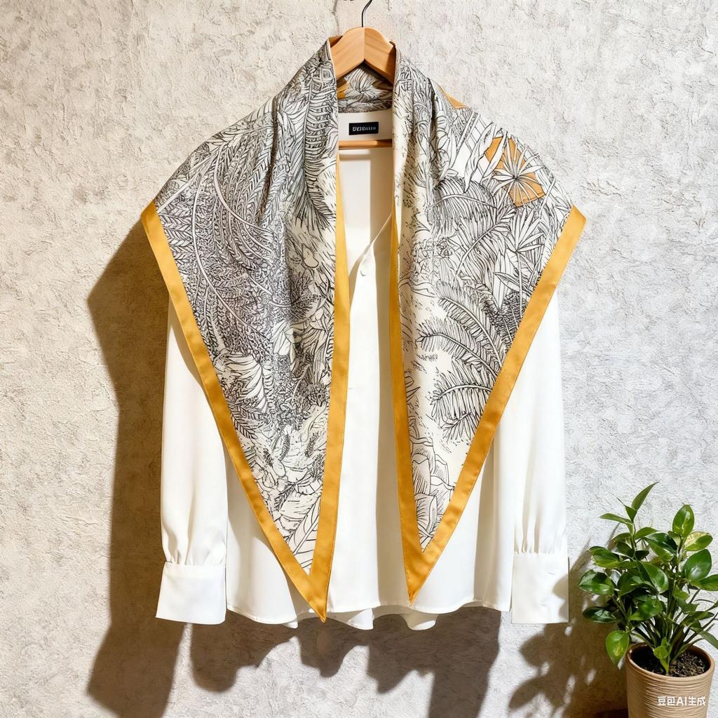 Retro American printed triangle scarf women's versatile atmosphere decorative headscarf multi-functional fart curtain neck scarf silk scarf