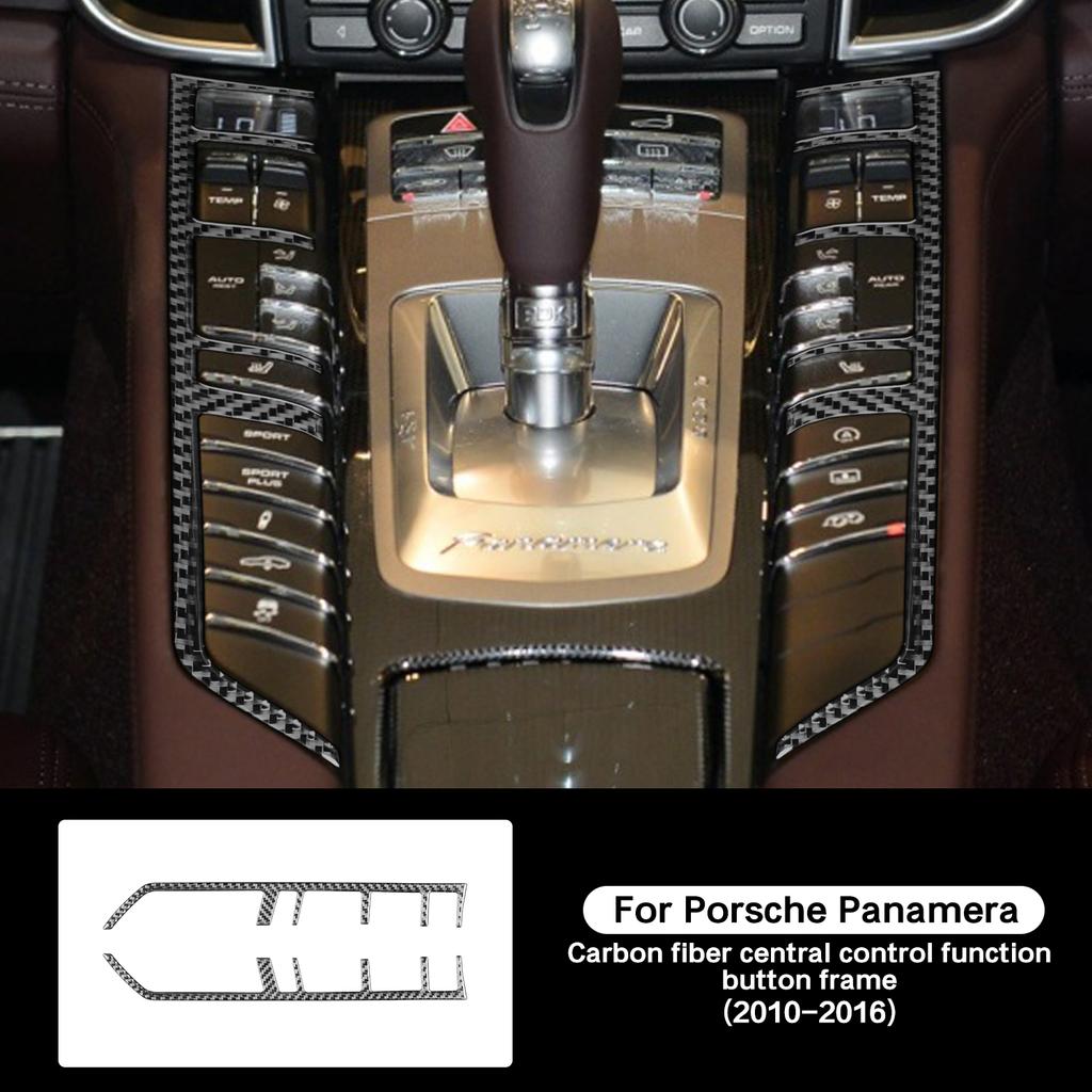 For Porsche Panamera 2010-2016 Real Carbon Fiber Central Control Function Button Frame Strips Car Interiors Accessories Sticker