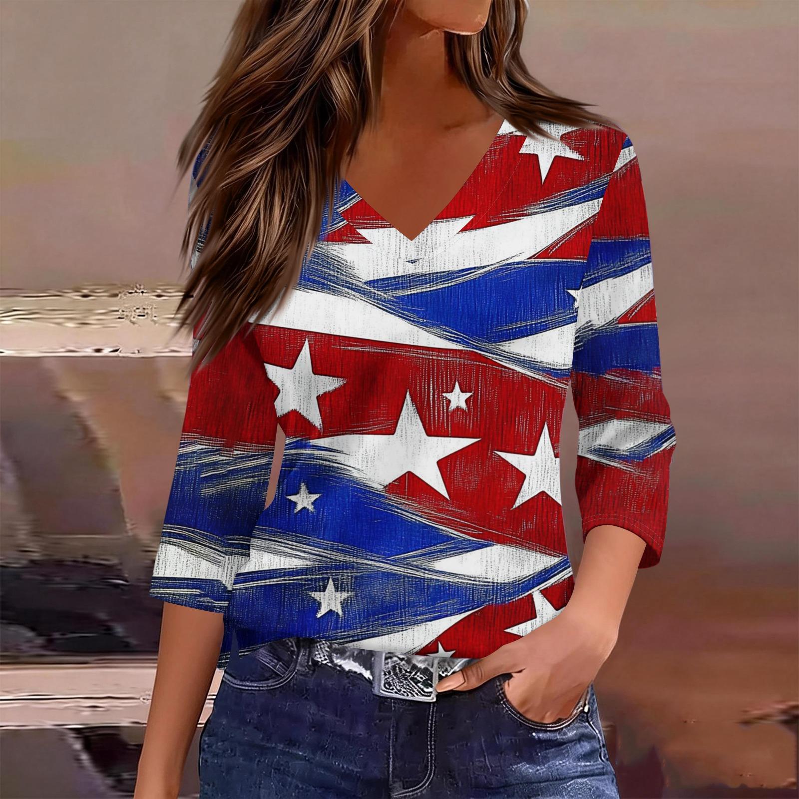 Long Sleeve Shirts for Women Womens Long Sleeve Tops Long Sleeve Tops for Women Womens Long Sleeve T Shirts V Neck Printed Blouse L