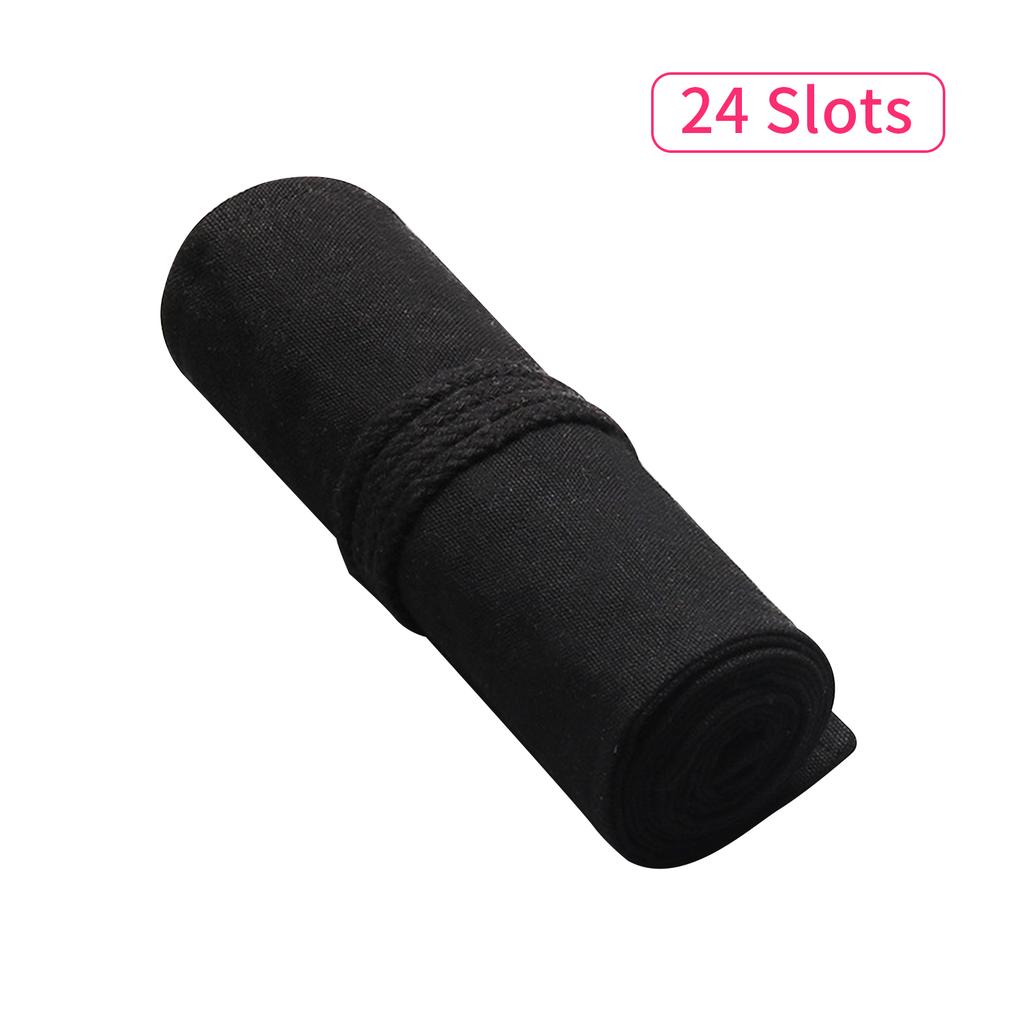 Penselhållare Canvas Rulla upp Pennhållare Konstnär Rita Penna Förvaringsväska 48 Fack Canvas Ficka för Skolan