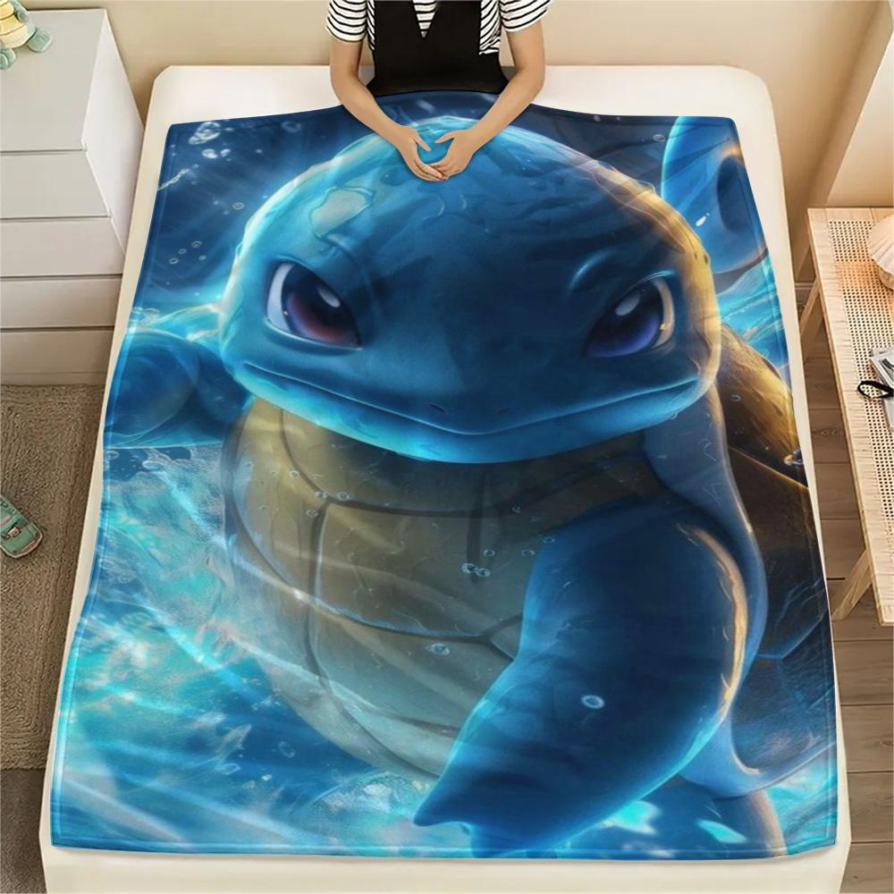 Squirtle Warm Printed Flannel Blanket for Home Bedroom Sofa Travel and Picnic.-TING