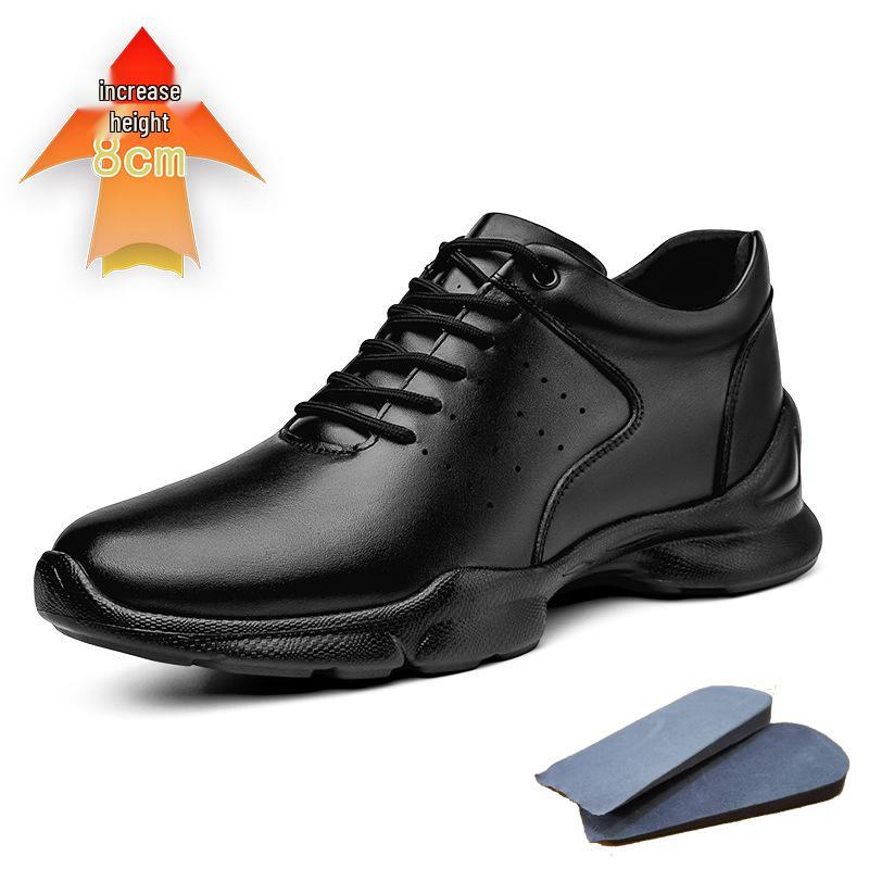 Men s 8CM Height Increasing Casual Leather Hiking Shoes 42