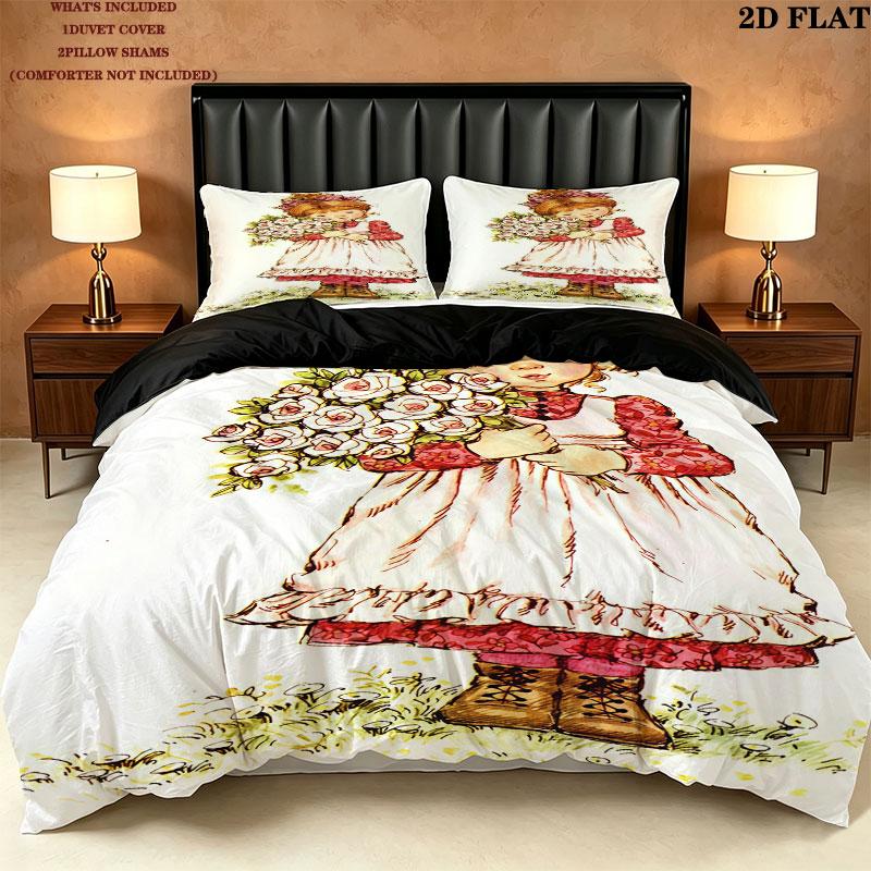 Sarakey Pattern Bedding Quilt Set Quilt Cover Pillowcase Home Birthday Gift(1 * duvet cover + 2 * pillowcase, without core)