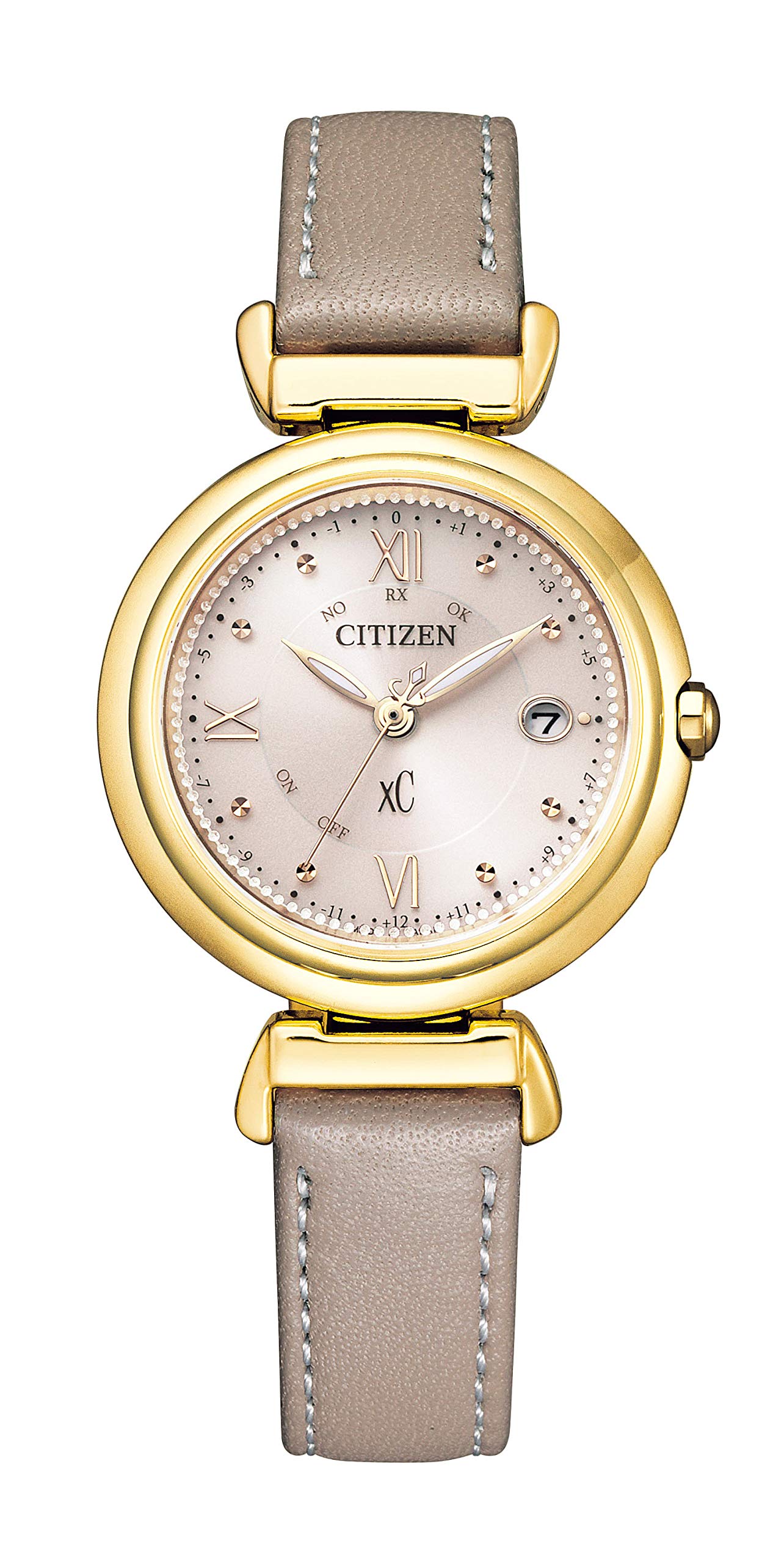 

Радіогодинник Cross Sea Eco Drive водонепроникний діловий шкіряний ремінь Greige Gold Beige [Citizen] ES9462-07A для жінок
