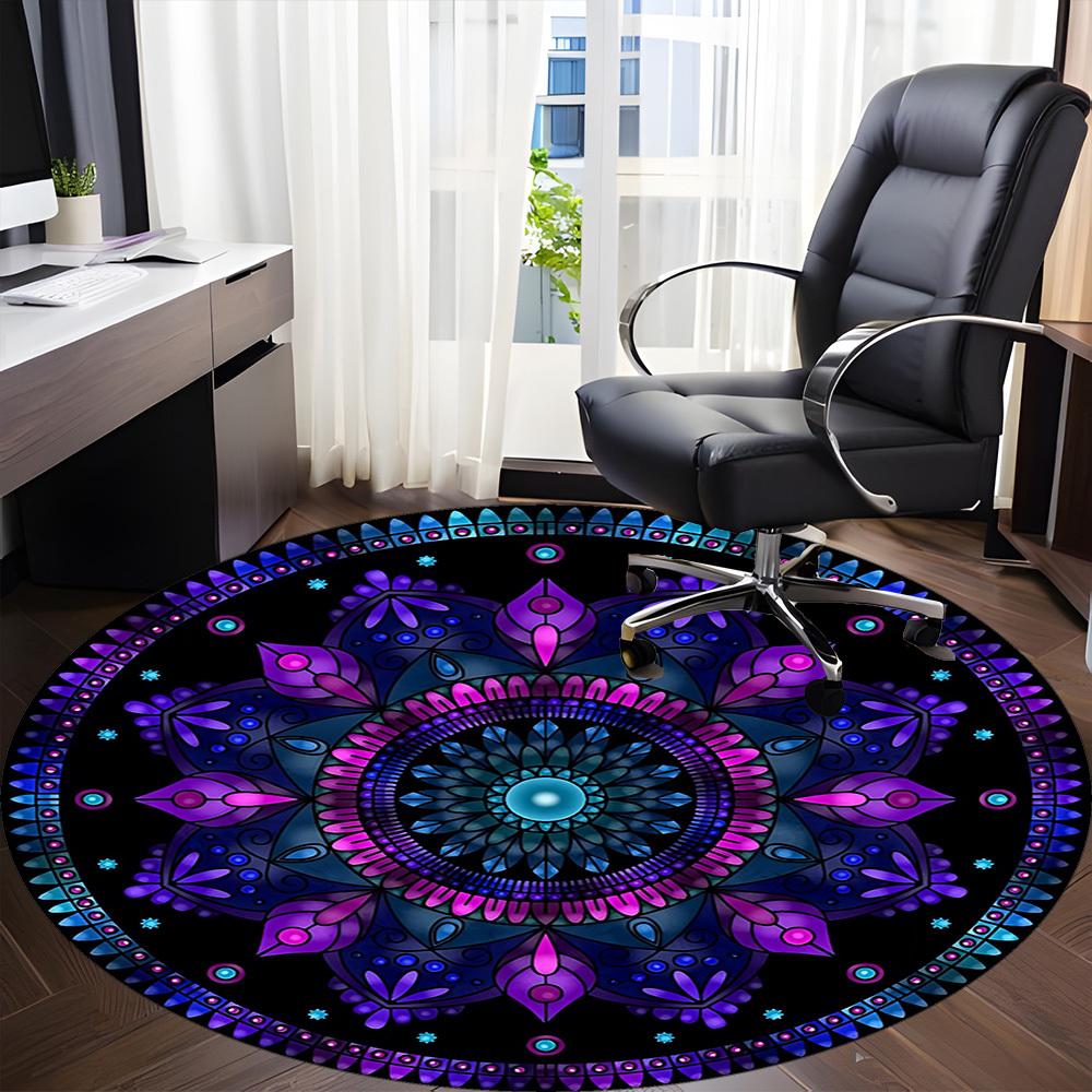 1PC Mandala Pattern Chair Carpet for Office Non-Slip, Lightweight, Machine Washable Rug for Office, Sleeping, Room - Holiday Decoryy251009103