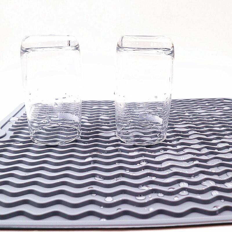 40 X 30 Cm Silicone Dish Drying Mat Heat Resistant Dish Draining Mat Rectangle Drip Mat for Dishes for Kitchen Counter