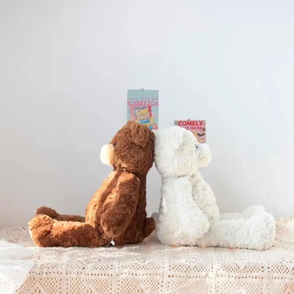 40 Cm White Bear Stuffed Animal with Hear Shape Nose Fluffy  Bear Soft Plush Toys Home Decor Wedding Birthday Gifts