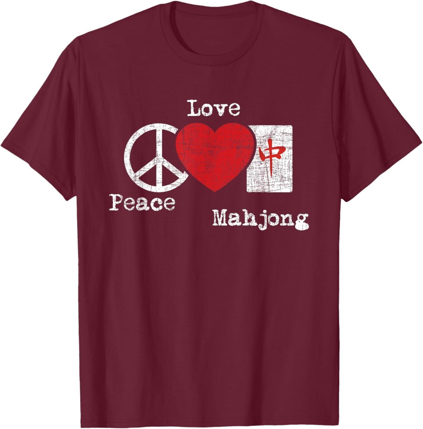 Peace Love Mahjong - Gambling Casino Player Chinese Game T-Shirt S разноцветный