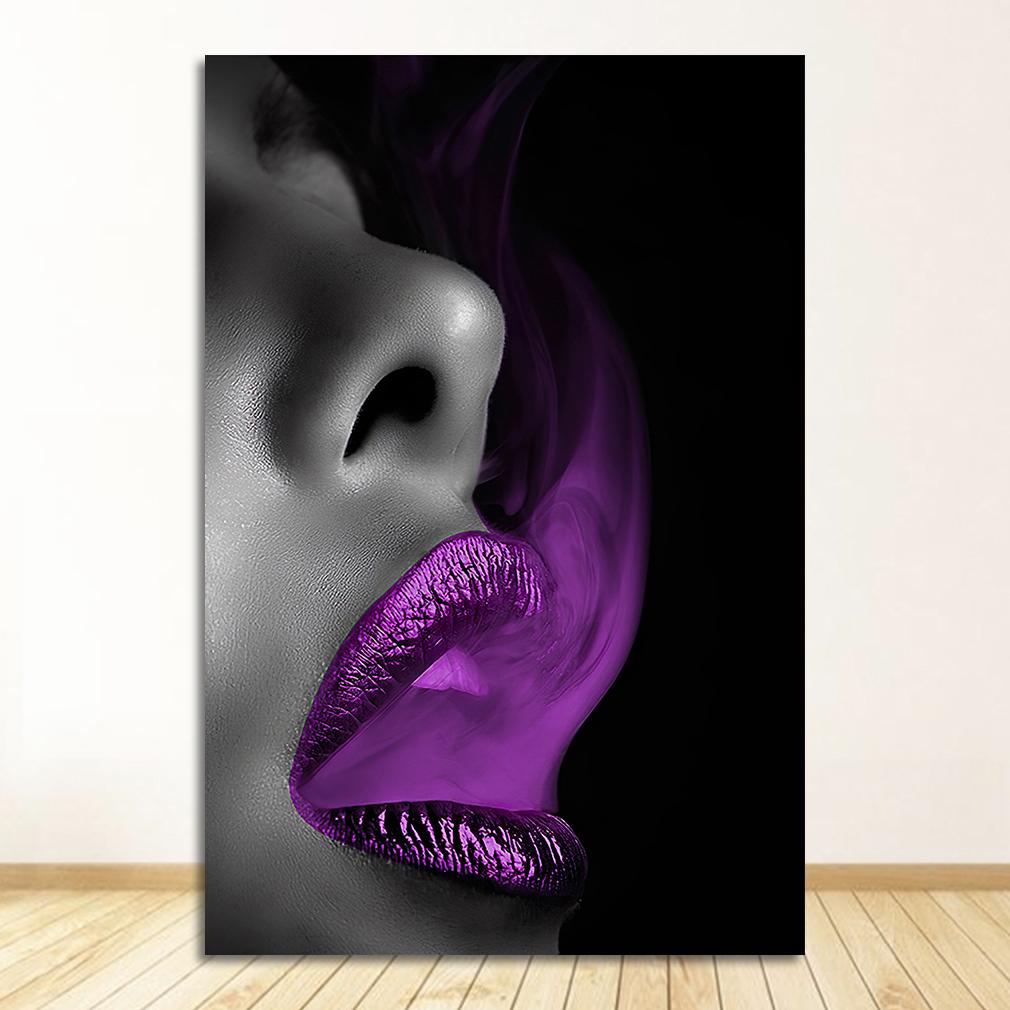 Malerei Frauenporträt Skandinavien Poster und Drucke Wandkunst Bilder Für Wohnzimmer Sofa Schwarz Weiß Lippe Cuadros Leinwand