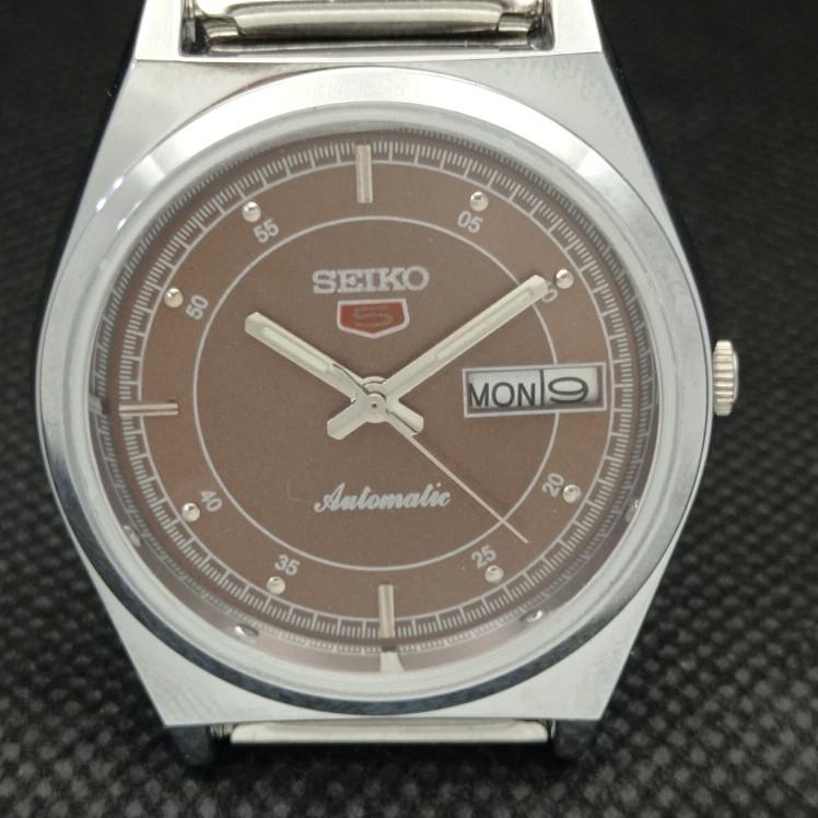 REFURBISHED VINTAGE SEIKO 5 AUTO 6309A JAPAN MENS D/D BROWN WATCH 593c-a314867-2