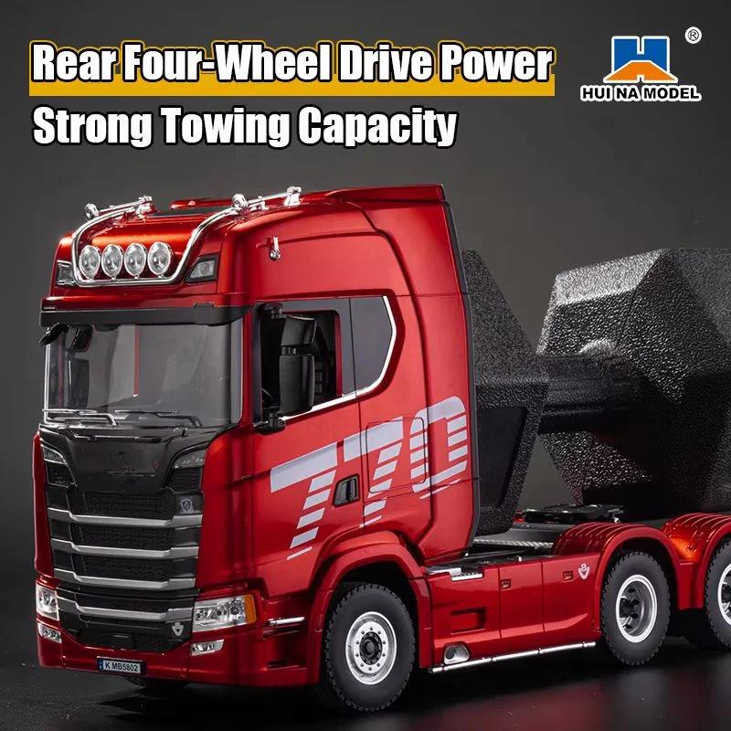 non-toxic HUINA 1501 770S Alloy Tractor 19CH RC Truck 1/18 2.4G remote control Engineering Trailer Truck with Light Sound Toys XMAS Gifts