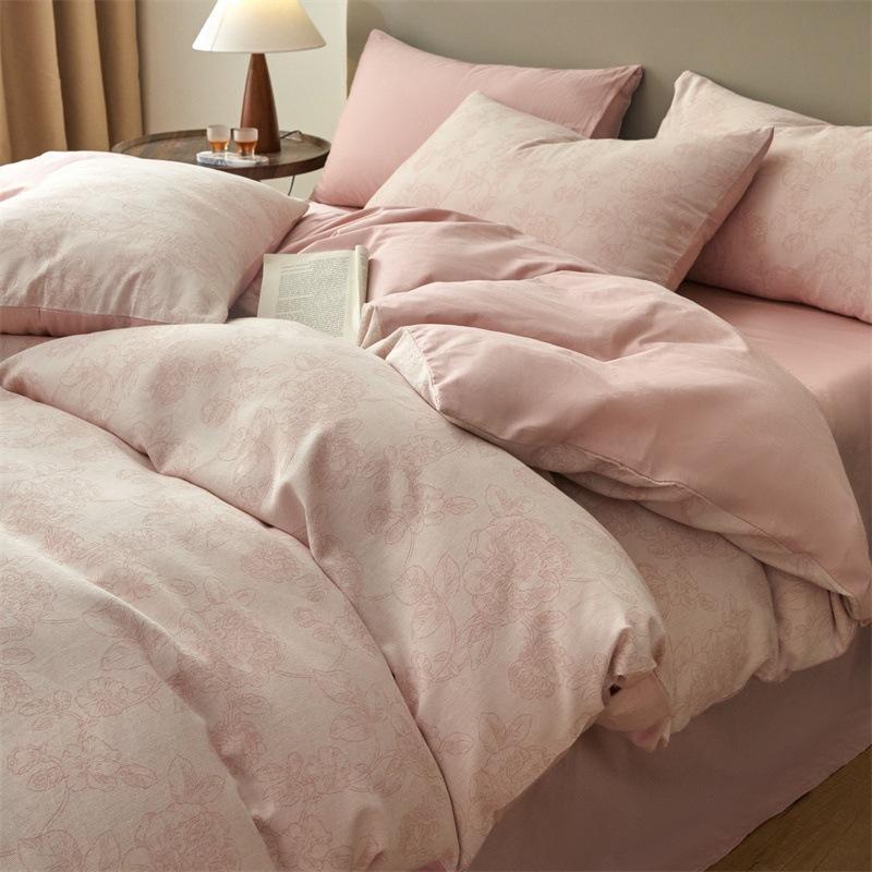 Class A 120 Maternal And Infant Grade Jacquard Pure Cotton 4Pcs Set Xinjiang Cotton Cotton Naked Sleeping Sheet Quilt Cover Mattress Model