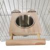 Wooden Perch Stand Hanging Feeder Bowls Multifunctional Bird Food Cups  Budgie