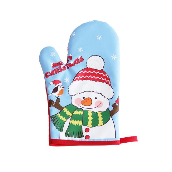 Christmas Insulated Gloves Thermal Baking Oven Mitts Hanging Loop Design Heat Resistant Kitchen Gloves for Cooking Baking Grilling